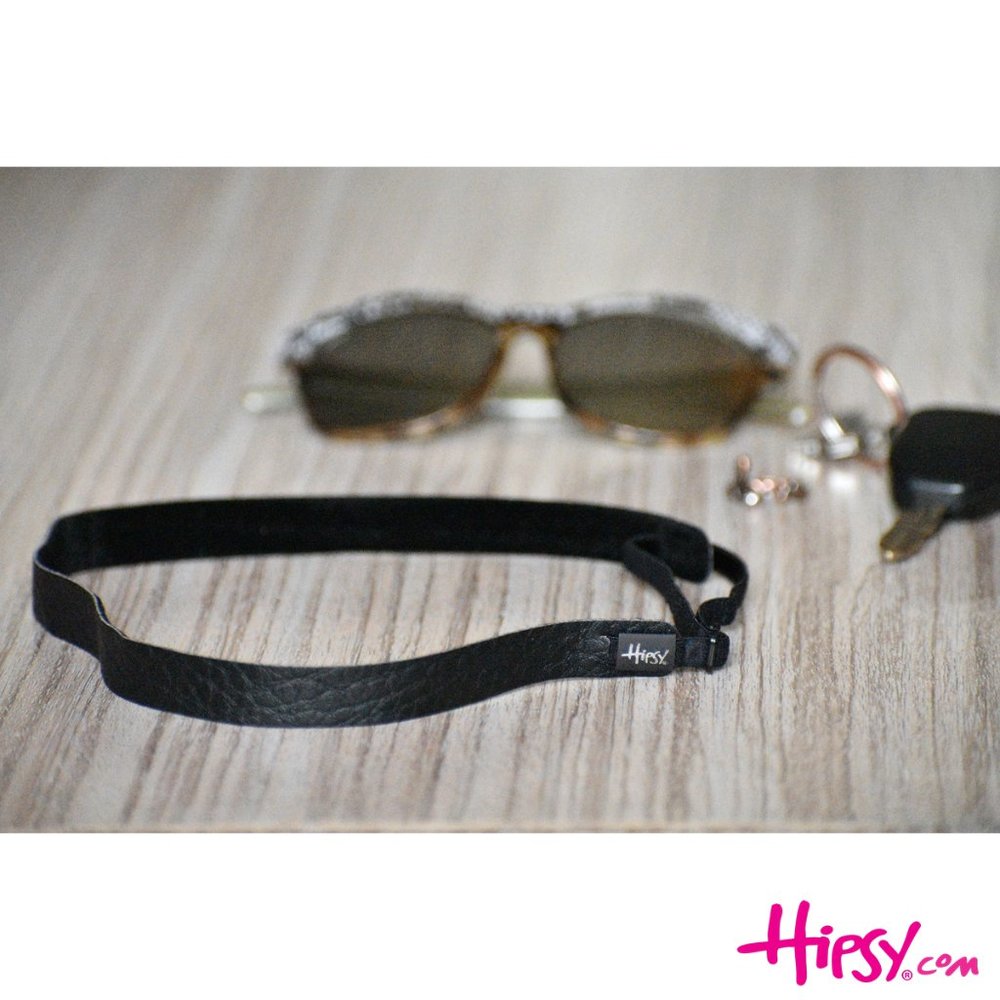Hipsy Black Adjustable & No Slip Skinny Faux Leather Hair Headband